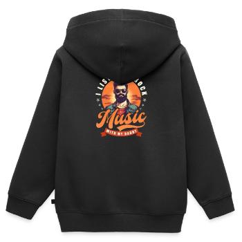 Rockmusik Hören Sie Rockmusik mit Papa - Kinder Premium Organic Zip Hoodie - Schwarz - Hinten - AI Model Kid Male (0cm)