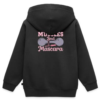 Gewichtheben Gewichtheber Frauenpower - Kinder Premium Organic Zip Hoodie - Schwarz - Hinten - AI Model Kid Male (0cm)