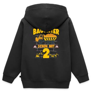 2. Geburtstag Bauleiter Mit 2 Bagger Kipplaster - Kinder Premium Organic Zip Hoodie - Schwarz - Hinten - AI Model Kid Male (0cm)