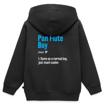 Pan Flute Boy Pan Flutist Marching Band Music Inst - Kinder Premium Organic Zip Hoodie - Schwarz - Hinten - AI Model Kid Male (0cm)