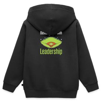 Des bases d’entraîneurs de baseball remplies de leadership - Sweat Premium à capuche zippé enfant bio - noir - Dos - AI Model Kid Male (0cm)