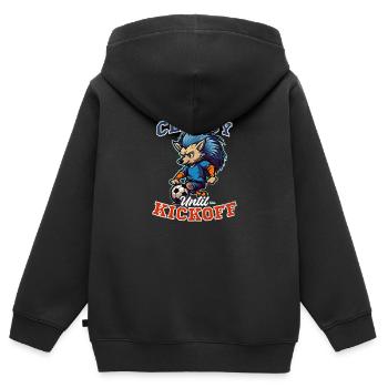 L’entraîneur de football classe jusqu’au coup d’envoi - Sweat Premium à capuche zippé enfant bio - noir - Dos - AI Model Kid Male (0cm)