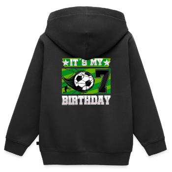 7th birthday Boy Soccer 7 Years Old Gifts - Kinder Premium Organic Zip Hoodie - Schwarz - Hinten - AI Model Kid Male (0cm)