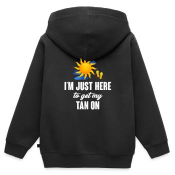 Ich Bin Nur Hier, Um Meine Bräune Auf Einem - Kinder Premium Organic Zip Hoodie - Schwarz - Hinten - AI Model Kid Male (0cm)