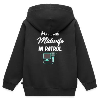 Zukünftige Hebamme Auf Patrouille, Geburtshilfe - Kinder Premium Organic Zip Hoodie - Schwarz - Hinten - AI Model Kid Male (0cm)