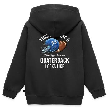 So Sieht Ein Verdammt Geiler Quarterback Aus - Kinder Premium Organic Zip Hoodie - Schwarz - Hinten - AI Model Kid Male (0cm)