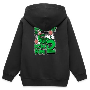 2nd Birthday, 2 Year Old Dinosaur Dino - Kids Premium Organic Zip-up Hoodie - black - Back - AI Model Kid Male (0cm)
