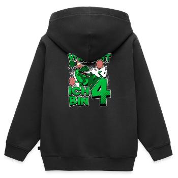 4th Birthday, 4 Years Old Dinosaur Dino - Kids Premium Organic Zip-up Hoodie - black - Back - AI Model Kid Male (0cm)