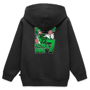 7th Birthday, 7 Years Old Dinosaur Dino - Kids Premium Organic Zip-up Hoodie - black - Back - AI Model Kid Male (0cm)