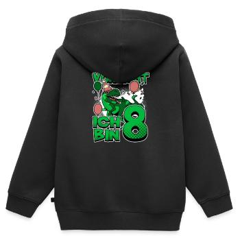 8th Birthday, 8 Years Old Dinosaur Dino - Kids Premium Organic Zip-up Hoodie - black - Back - AI Model Kid Male (0cm)
