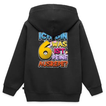 6. Geburtstag, 6 Jahre Alt Geburtstagsgeschenk - Kinder Premium Organic Zip Hoodie - Schwarz - Hinten - AI Model Kid Male (0cm)