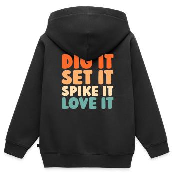 Volleyball Volleyballer - Kinder Premium Organic Zip Hoodie - Schwarz - Hinten - AI Model Kid Male (0cm)