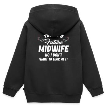 Ja, Ich Bin Eine Zukünftige Hebamme Nein, Ich - Kinder Premium Organic Zip Hoodie - Schwarz - Hinten - AI Model Kid Male (0cm)