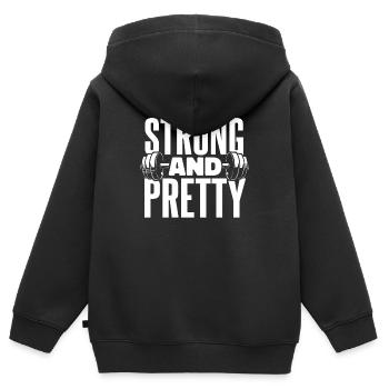 Gewichtheben Gewichtheber Strong And Pretty - Kinder Premium Organic Zip Hoodie - Schwarz - Hinten - AI Model Kid Male (0cm)