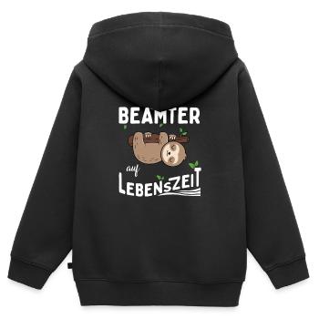 Fonctionnaire à vie - Sweat Premium à capuche zippé enfant bio - noir - Dos - AI Model Kid Male (0cm)