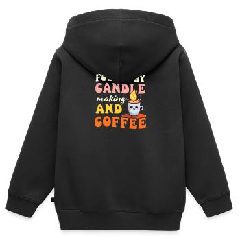 Fabrication de bougies par fabrication de bougies et café - Sweat Premium à capuche zippé enfant bio - noir - Dos - AI Model Kid Male (0cm)