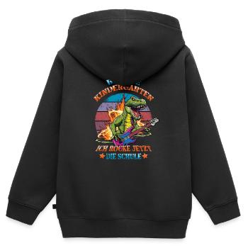 Inscription Bye Bye Kindergarten I Rock The - Sweat Premium à capuche zippé enfant bio - noir - Dos - AI Model Kid Male (0cm)