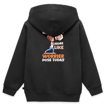 Yogalehrer heute eher wie Sorgen-Pose - Kinder Premium Organic Zip Hoodie - Schwarz - Hinten - AI Model Kid Male (0cm)