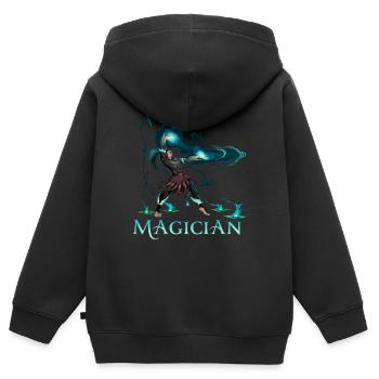 Zauberer - Kinder Premium Organic Zip Hoodie - Schwarz - Hinten - AI Model Kid Male (0cm)
