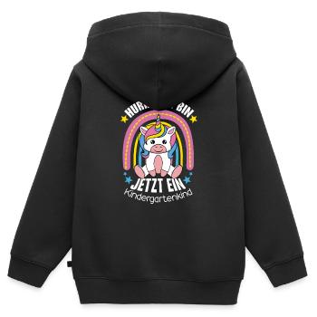 Hourra de maternelle, j’en suis un maintenant - Sweat Premium à capuche zippé enfant bio - noir - Dos - AI Model Kid Male (0cm)