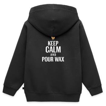 Fabrication de bougies Gardez votre calme et versez de la cire - Sweat Premium à capuche zippé enfant bio - noir - Dos - AI Model Kid Male (0cm)