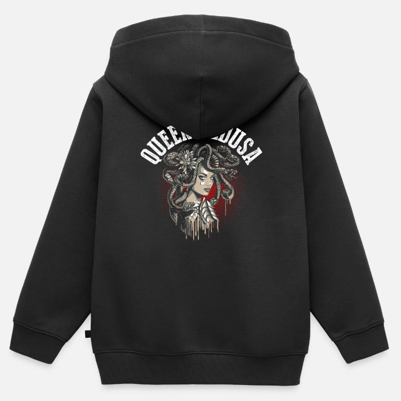 Reine Méduse - Sweat Premium à capuche zippé enfant bio - noir
