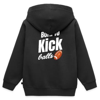 Geboren, Um Bälle Zu Kicken Fußball Kicker - Kinder Premium Organic Zip Hoodie - Schwarz - Hinten - AI Model Kid Male (0cm)