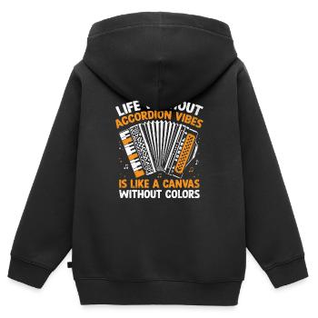 Das Leben ohne Akkordeon-Vibes ist wie eine Leinwand mit - Kinder Premium Organic Zip Hoodie - Schwarz - Hinten - AI Model Kid Male (0cm)