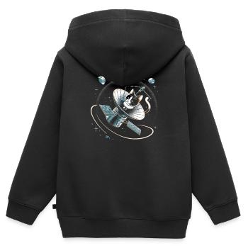 Chat, Astronaute, Astronomie, Système Solaire Externe - Sweat Premium à capuche zippé enfant bio - noir - Dos - AI Model Kid Male (0cm)
