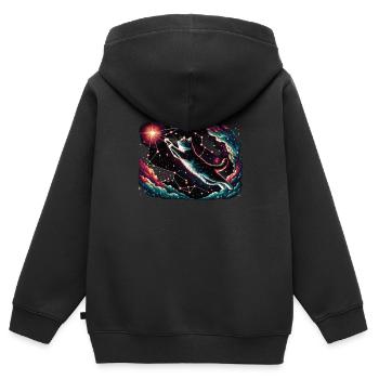 Chat, Astronaute, Astronomie, Système Solaire Externe - Sweat Premium à capuche zippé enfant bio - noir - Dos - AI Model Kid Male (0cm)
