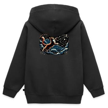 Chat, Astronaute, Astronomie, Système Solaire Externe - Sweat Premium à capuche zippé enfant bio - noir - Dos - AI Model Kid Male (0cm)