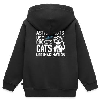 Chat, Astronaute, Astronomie, Système Solaire Externe - Sweat Premium à capuche zippé enfant bio - noir - Dos - AI Model Kid Male (0cm)