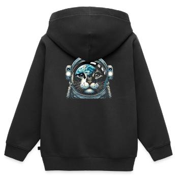 Chat, Astronaute, Astronomie, Système Solaire Externe - Sweat Premium à capuche zippé enfant bio - noir - Dos - AI Model Kid Male (0cm)