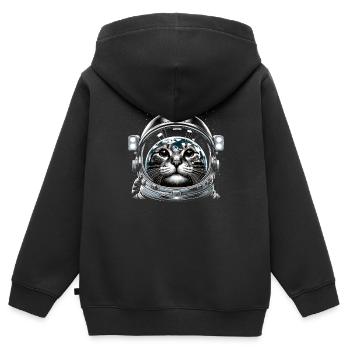 Chat, Astronaute, Astronomie, Système Solaire Externe - Sweat Premium à capuche zippé enfant bio - noir - Dos - AI Model Kid Male (0cm)