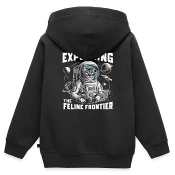 Chat, Astronaute, Astronomie, Système Solaire Externe - Sweat Premium à capuche zippé enfant bio - noir - Dos - AI Model Kid Male (0cm)