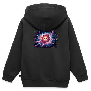 Chat, Astronaute, Astronomie, Système Solaire Externe - Sweat Premium à capuche zippé enfant bio - noir - Dos - AI Model Kid Male (0cm)