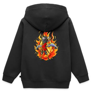 Der gruselige Ritter Grim - Kinder Premium Organic Zip Hoodie - Schwarz - Hinten - AI Model Kid Male (0cm)