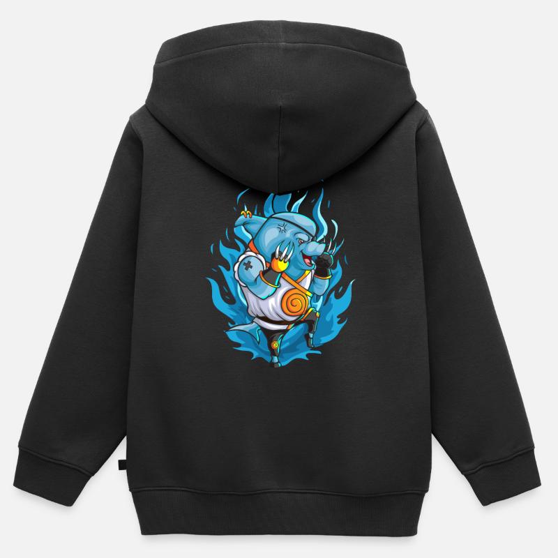 Le requin combattant à la griffe de fer - Sweat Premium à capuche zippé enfant bio - noir