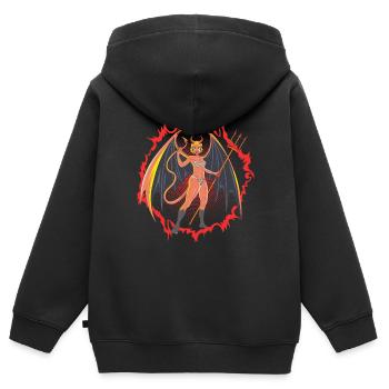 Fille du diable avec d’énormes ailes et une fourche - Sweat Premium à capuche zippé enfant bio - noir - Dos - AI Model Kid Male (0cm)