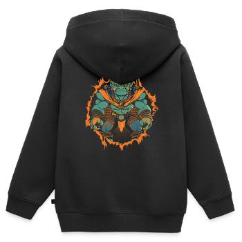 Gieriger Goblin Oni - Kinder Premium Organic Zip Hoodie - Schwarz - Hinten - AI Model Kid Male (0cm)