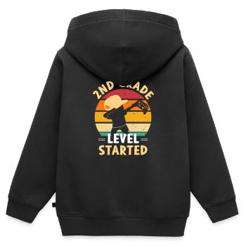 2.Klasse - Kinder Premium Organic Zip Hoodie - Schwarz - Hinten - AI Model Kid Male (0cm)