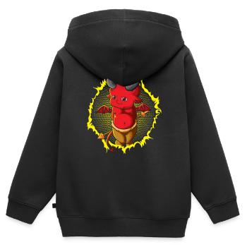 Le petit bébé diable au trident - Sweat Premium à capuche zippé enfant bio - noir - Dos - AI Model Kid Male (0cm)