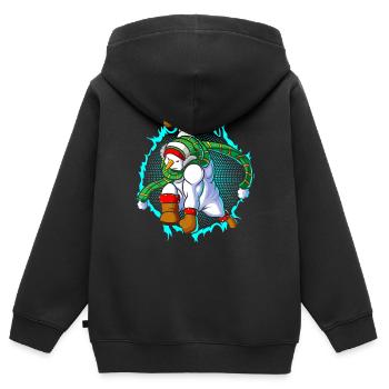 Der Schneemann ist bereit für den Angriff - Kinder Premium Organic Zip Hoodie - Schwarz - Hinten - AI Model Kid Male (0cm)