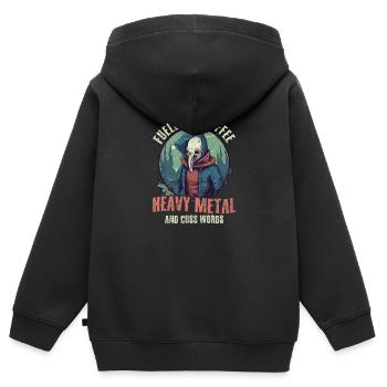Rockmusik, befeuerter Kaffee, Heavy Metal, Schimpfwörter - Kinder Premium Organic Zip Hoodie - Schwarz - Hinten - AI Model Kid Male (0cm)