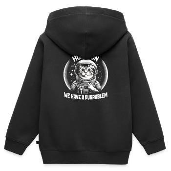 Chat, Astronaute, Astronomie, Système Solaire Externe - Sweat Premium à capuche zippé enfant bio - noir - Dos - AI Model Kid Male (0cm)