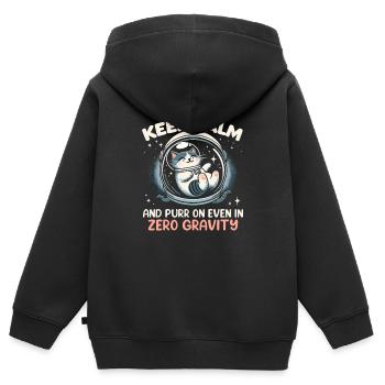 Chat, Astronaute, Astronomie, Système Solaire Externe - Sweat Premium à capuche zippé enfant bio - noir - Dos - AI Model Kid Male (0cm)