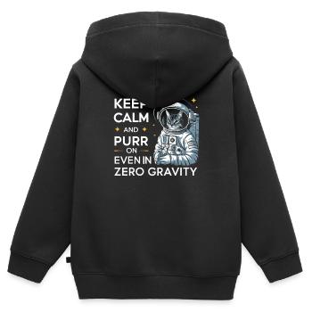 Chat, Astronaute, Astronomie, Système Solaire Externe - Sweat Premium à capuche zippé enfant bio - noir - Dos - AI Model Kid Male (0cm)