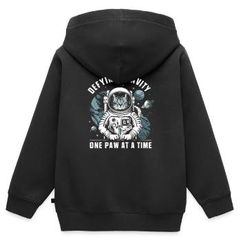 Chat, Astronaute, Astronomie, Système Solaire Externe - Sweat Premium à capuche zippé enfant bio - noir - Dos - AI Model Kid Male (0cm)
