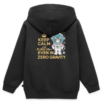 Chat, Astronaute, Astronomie, Système Solaire Externe - Sweat Premium à capuche zippé enfant bio - noir - Dos - AI Model Kid Male (0cm)