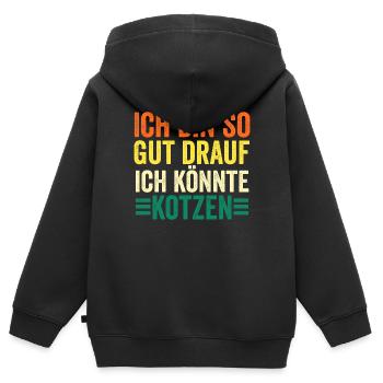Je suis de si bonne humeur que je pourrais vomir - Sweat Premium à capuche zippé enfant bio - noir - Dos - AI Model Kid Male (0cm)